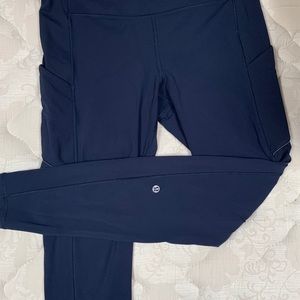 Navy blue full length LuLulemon leggings, size 10
